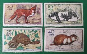 德国邮票 东德 1970年毛皮动物 4全新