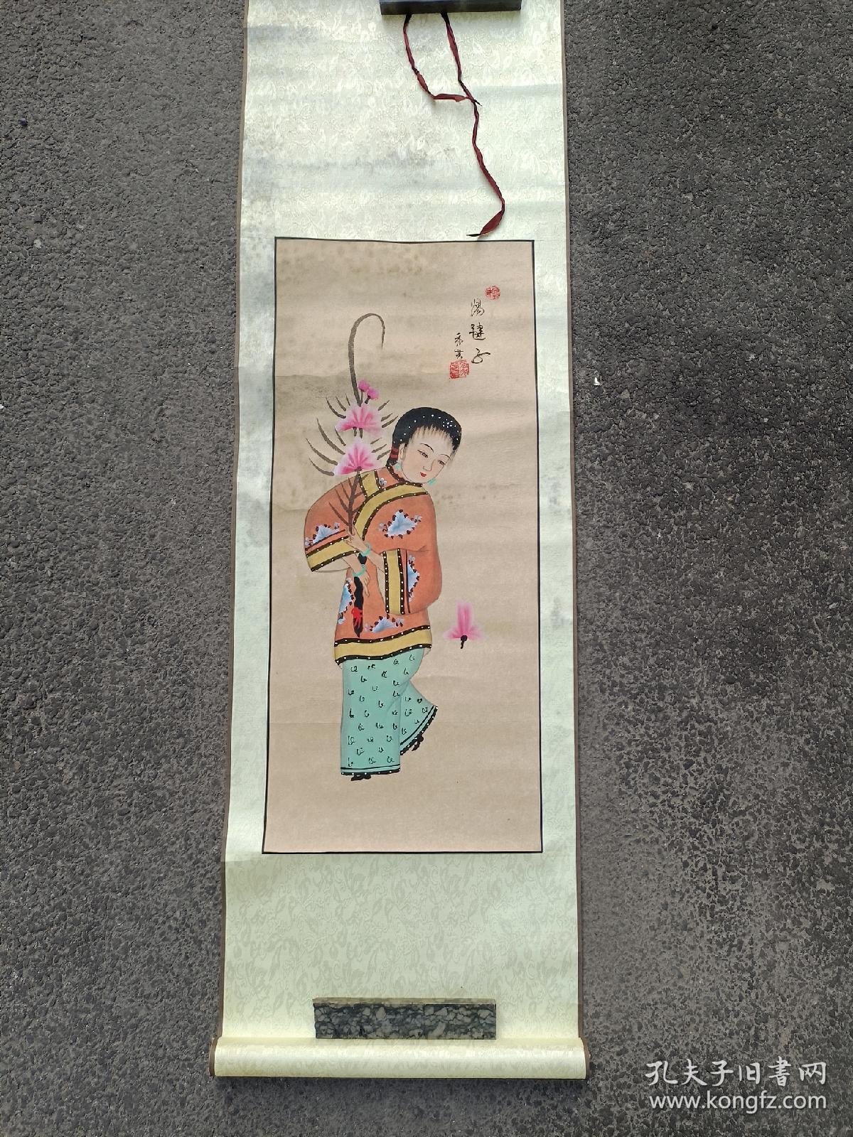 高密扑灰年画 张秀芳《锡毽子》尺寸65×28.5cm