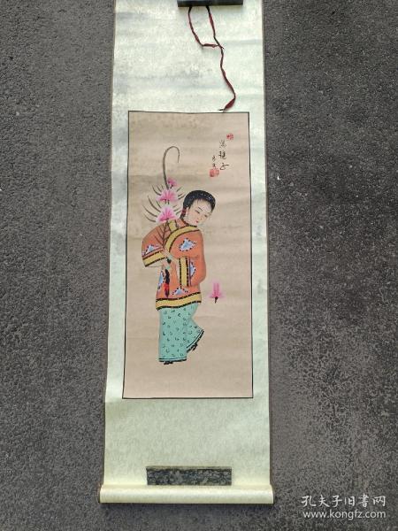 高密扑灰年画 张秀芳《锡毽子》尺寸65×28.5cm