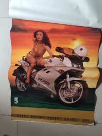 老挂历：1995 睡衣泳装美女摩托女郞 挂历 海风 【12张全】塑纸多网合售