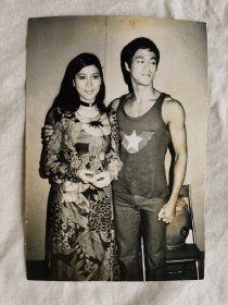 70年代初李小龙黑白照片，原照，12.8x8.8cm