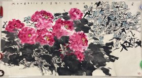 汕頭市美術(shù)家協(xié)會(huì)副主席-盧中見-六尺整花鳥畫（保真）