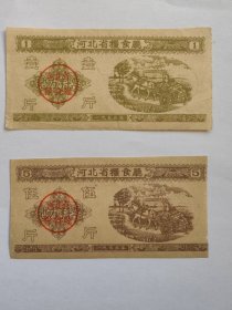 1955年河北省粮食厅地方料票 2种，55年河北省粮票