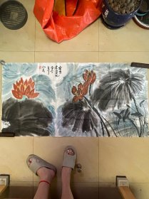 国画花鸟画字画书画水墨荷花图纯手绘作品横幅大幅成品