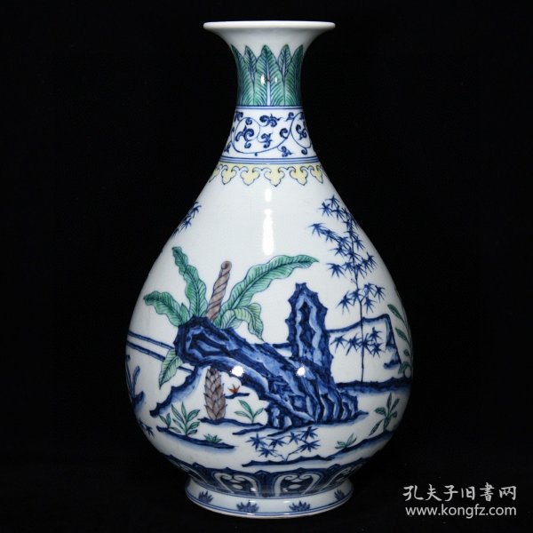 明宣德青花五彩岁寒三友纹玉壶春瓶尺寸31*19厘米