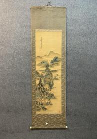 古笔青绿山水图，【三好蓝石】 
1838 - 1925（天保九~大正十四）88岁。本姓 三木，名信，字子贞，号金螺江翁、小画禅堂、小圆仙堂、 清风明月草堂，通称旦三。伊予国（今爱媛县）人。少时 好画，供职后相继受业于儿岛竹处、山田梅村，又得日 高铁翁、木下逸云指导，并力取中国元、明画精髓故而 积淀渐丰，终成大器，成为日本专职山水画家中的佼佼 者