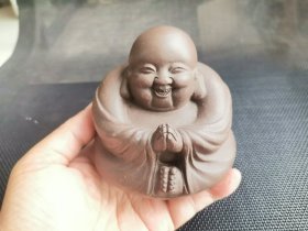 早期国工廖江玲款～弥勒佛紫砂茶宠（品相完好）