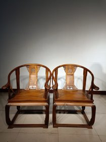 旧藏花梨木皇宫椅三件套，做工精细雕刻漂亮，榫卯结构，大气漂亮，品相完好尺寸见图！