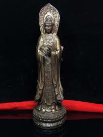 铜三面观音菩萨佛像