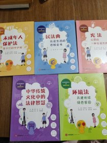 江小北与龙小山的法律学习之旅：中华传统文化中的法律智慧、环境法 共建地球绿色家园、宪法 公民的一种生活方式、民法典 社会生活的百科全书、未成年人保护法 孩子们的守护神 【共5本合售 四本全新未拆封】