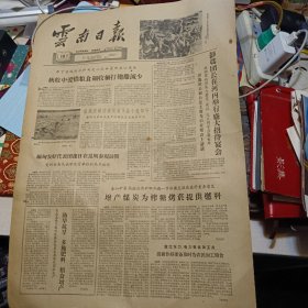 原版老报纸1期：《云南日报》1962年10月10日【有装订孔，品相如图】
新甸友好代表团连日在昆明参观访问受到云南民族学院等单位的热烈欢迎
化念公社王家哨队彝族社员依靠集体团结生产
嵩明上月烤菸上调计划超额完成
滇水纵横谈
邓川乳牛