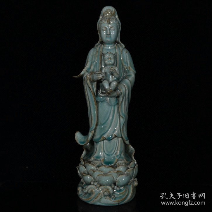 点击查看原图 宋代汝窑开片送子观音(47×15cm)