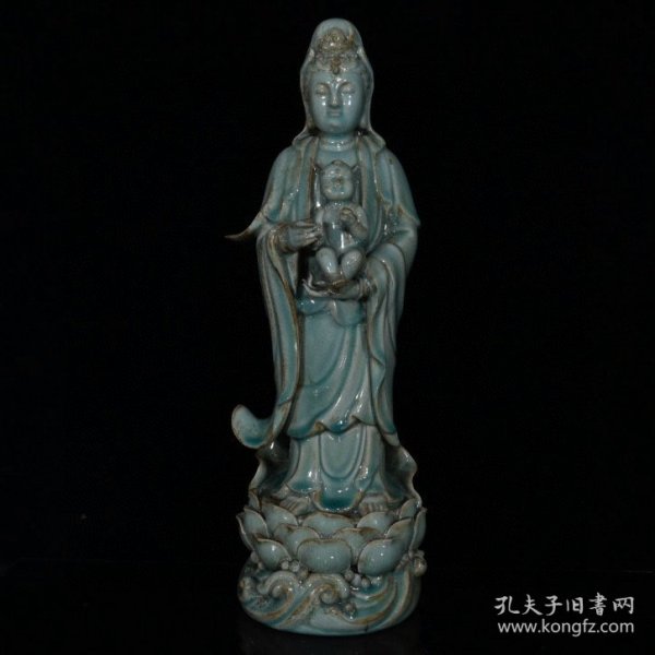 宋代汝窑开片送子观音(47×15cm)