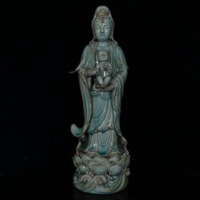 宋代汝窑开片送子观音(47×15cm)