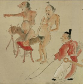 日本鸟羽僧正画卷横幅手卷原大仿制书法卷古法精装裱国画卷已装裱手卷