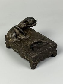 旧藏【瑞兽 青石四足砚台】全品完整，实拍如图！