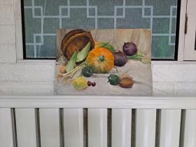 80年代北京协和医院李林静物油画作品（瓜果蔬菜）
