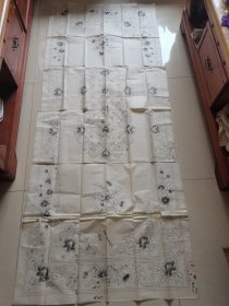 七十年代地毯、丝绸、纺织、布艺设计文献，美术、绘画、工笔画艺术文献“1975年丝绸画面创作设计手绘勾描底稿”一幅，全部手绘，图中标注颜色，尺寸约220*93cm。看样子像是一幅“褥子面”图案。真正的手绘勾描的丝绸设计创作原底稿。网上所售丝绸设计稿多为样稿，而非“设计稿”。所有介绍仅供参考，具体如图自鉴，实价包邮