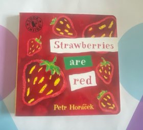 英文原版绘本 纸板书 异形书 Strawberries are Red 草莓是红色的 我爱色彩洞洞书 petr horacek