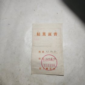 长辛店机车车辆工厂职工业余学校结业证书（1959年）