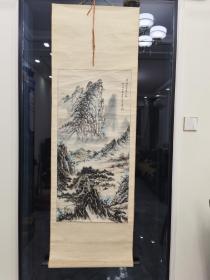 老的设色山水画、春山深处有人家、李芸茹手绘、（丙子年1996年）