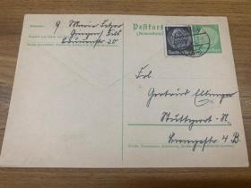 德意志第三帝国1941年，前总统保罗·冯·兴登堡明信片，盖菲尔斯河畔金根邮戳