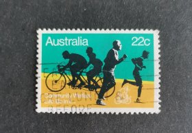 【外国邮票】1980澳大利亚:生命在此展开-慢跑者和骑自行车的人（包邮）
