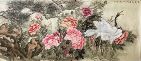 许国营老师精品小六尺写意花鸟画《富贵长春》