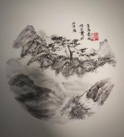 国画山水小品 卡纸 坐看云起
28*28