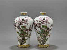 清雍正珐琅彩花鸟纹梅瓶 古玩古董古瓷器老货收藏