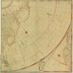 古地图 地球輿地全图1810年。德岛大学藏。纸本大小143.18*142.97厘米。宣纸艺术微喷复制