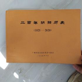 二百年阴阳历表（1821—2020）