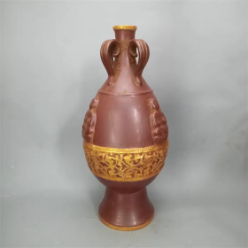 定窑包金人物四系瓶