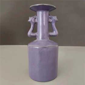 官窑铁胎紫釉盘口花瓶