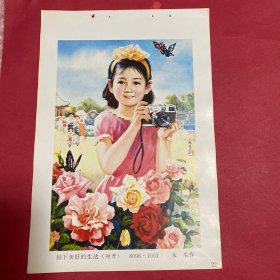 80年代年画缩样散页32开  拍下美好的生活  对开   永生作   实物拍摄请看图看品相