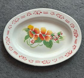 搪瓷盘：牵牛花（1965.中国制造、丰收牌.出口产品）