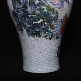 旧藏 清乾隆珐琅彩描金水漫金山人物故事纹福耳瓶 高31.8×20厘米