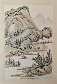 无款A4卡纸仿古山水小品（86）