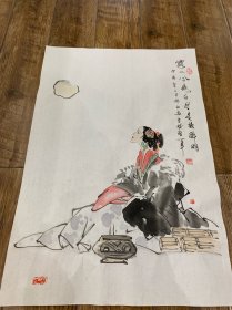 国画纯手绘仕女图