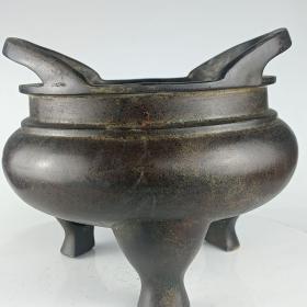古董   古玩收藏   铜器  铜香炉   尺寸长宽高:20/19/18厘米 重量：