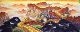 王宁国画作品小六尺长城万里尺寸约180Ｘ68厘米
