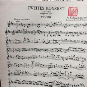 老曲谱—民国时期德国版《莫扎特《第二小提琴协奏曲》Mozart Violinkonzerte KV 211》(小提琴独奏谱+钢琴伴奏谱)