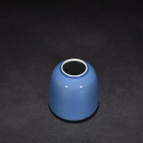 旧藏 清康熙洒蓝釉水盂 8×8厘米