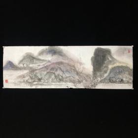 河南省當(dāng)代藝術(shù)館館長、畫家李子峰， 繪山水橫幅一件