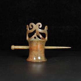 旧藏 精品 和田玉发箍，玉质细腻油润，包浆老道，细节如图所示，尺寸 9.8×5.6厘米，16.3×1.3厘米，重 109.1克
