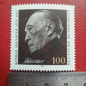 A0112外国邮票 历史名人邮票 德国邮票1992年首任总理阿登纳逝世25周年 新 1全 原胶全品