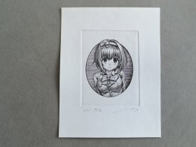 08日本动漫萌 美少女铜版画 2020年刷印 尺寸：12.3*15.8cm 品相如图