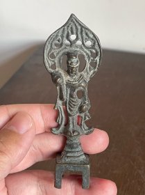 清代纯铜板凳佛老佛像神像造像佛祖摆件铜雕塑迷你小号铜器铜杂件老物件
