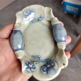 清代荷叶形笔洗！