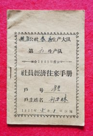 珍贵文献史料！1965年独店公社秦南大队第6生产队《社会经济往来手册》